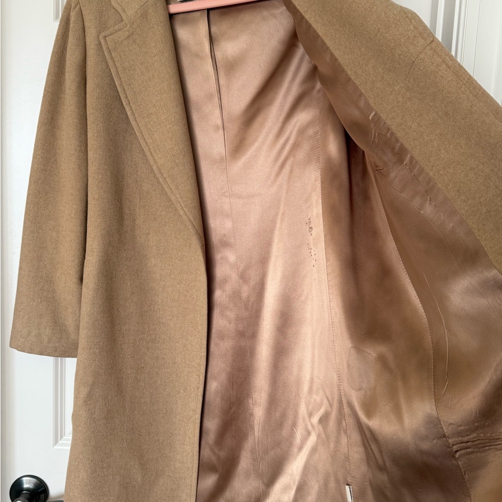Vintage Brown Tan Camel Hair Trench Coat for Women- Fleurette of California - Picture 7 of 17